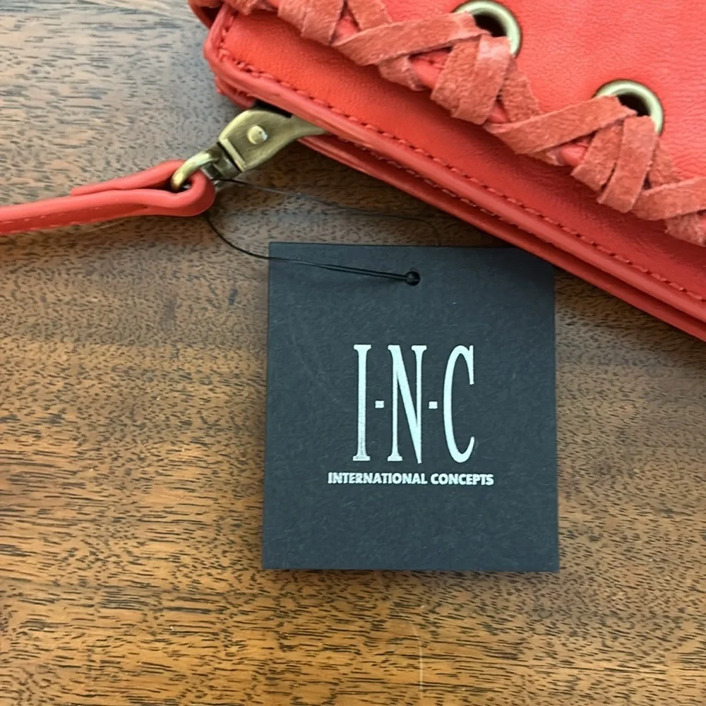 NEW I.N.C. Concepts Cross Body or Clutch Bag in Deep Coral Color